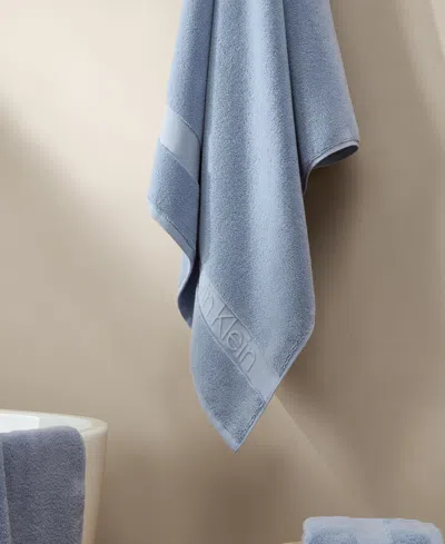 Calvin Klein Iconic Cotton Jacquard Bath Towel, 56" X 30" In Blue