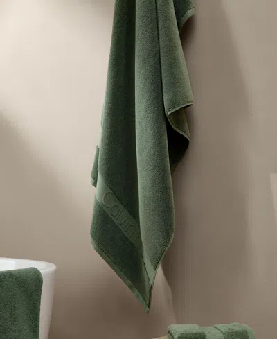 Calvin Klein Iconic Cotton Jacquard Bath Towel, 56" X 30" In Green