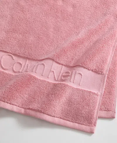 Calvin Klein Iconic Cotton Jacquard Bath Towel, 56" X 30" In Pink