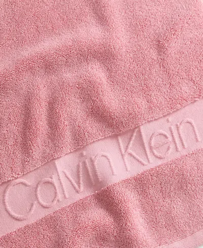 Calvin Klein Iconic Cotton Jacquard Bath Towel, 56" X 30" In Pink