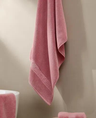 Calvin Klein Iconic Cotton Jacquard Bath Towel, 56" X 30" In Pink