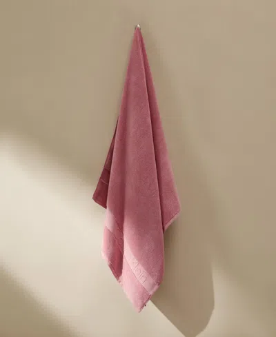 Calvin Klein Iconic Cotton Jacquard Bath Towel, 56" X 30" In Pink