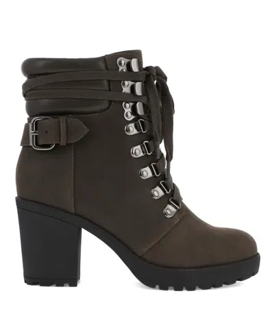 Mia Women's Annamaria Block Heel Lug Sole Biker Boots In Multi