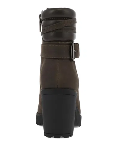 Mia Women's Annamaria Block Heel Lug Sole Biker Boots In Multi