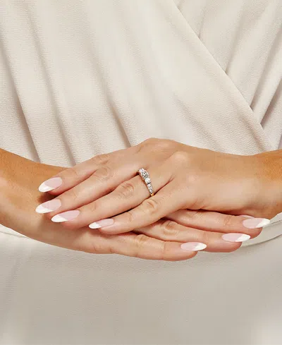 Macy's Diamond Three Stone Engagement Ring (1 Ct. T.w.) In 14k White Gold In Metallic