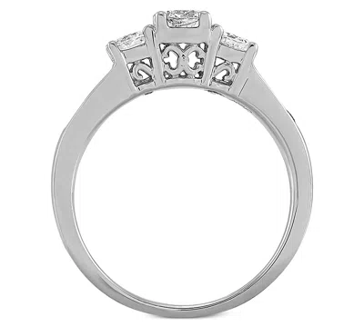 Macy's Diamond Three Stone Engagement Ring (1 Ct. T.w.) In 14k White Gold In Metallic