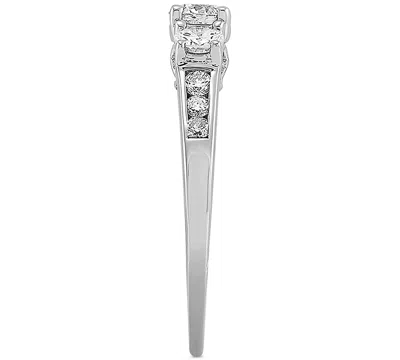 Macy's Diamond Three Stone Engagement Ring (1 Ct. T.w.) In 14k White Gold In Metallic