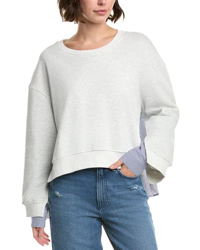 Elan Mixed Media Sweatshirt In White
