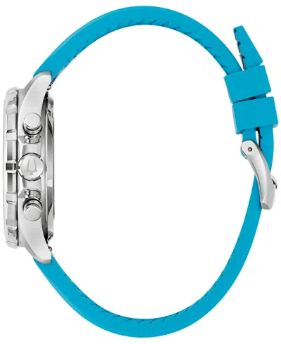 Bulova Men's Limited Edition Two-tone Leather And Silicone Strap Watch, 43mm In Blue