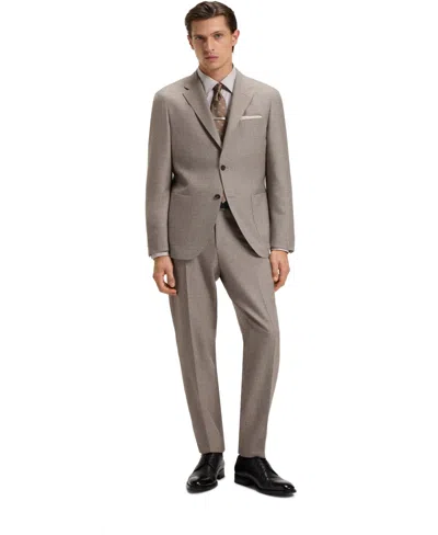 Hugo Boss Boss By  Men's Virgin Wool Tapered-fit Pants In Brown