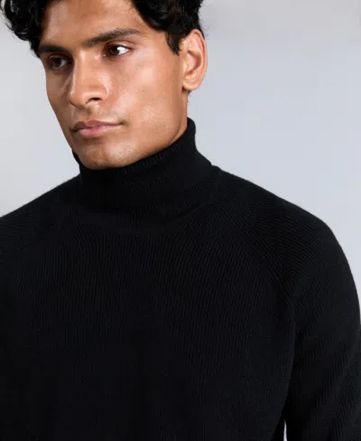 Kenneth Cole Men's Fold Over Turtleneck Sweater In Black
