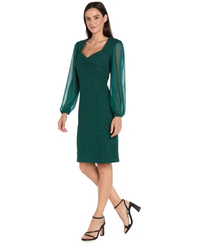 R & M Richards Women's Long-sleeve Sheath Dress In Green