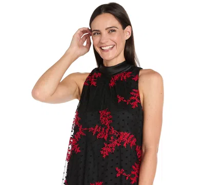 R & M Richards Women's Embroidered Sleeveless Swing Dress In Multi