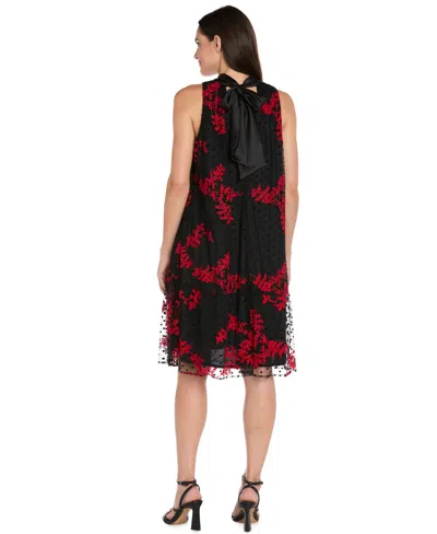 R & M Richards Women's Embroidered Sleeveless Swing Dress In Multi