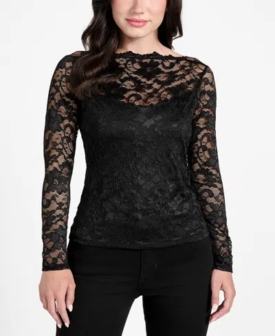 Guess Women's Nataliya Long-sleeve Lace Top In Black