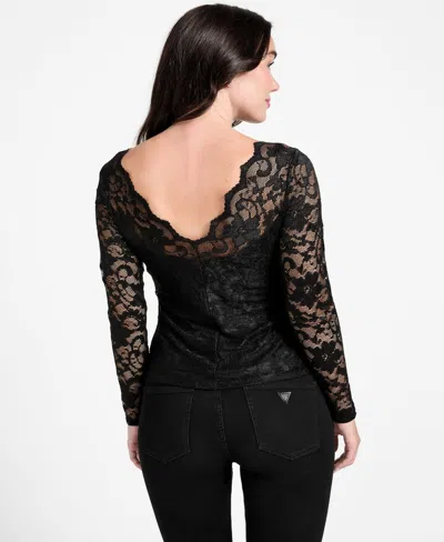 Guess Women's Nataliya Long-sleeve Lace Top In Black