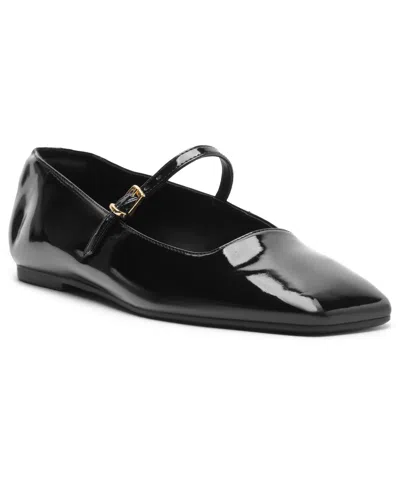 Arezzo Tori Genuine Calf Hair Mary Jane Flat In Black