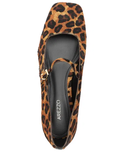 Arezzo Tori Genuine Calf Hair Mary Jane Flat In Brown
