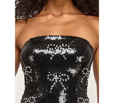 Seni & Cade Women's Bow Sequin Strapless Long Dress In Black