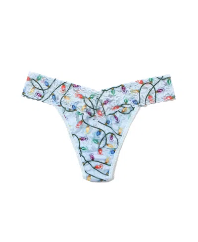 Hanky Panky Printed Signature Lace Original Rise Thong In Blue