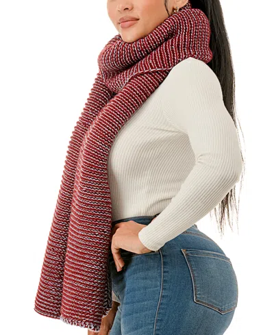 Marcus Adler Two-tone Open Knit Scarf In Burgundy