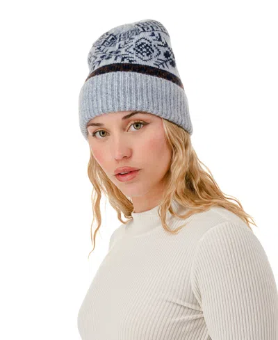 Marcus Adler Knit Fairisle Beanie Hat In Gray