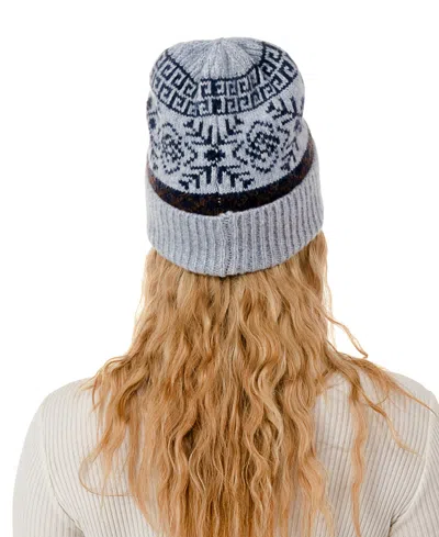 Marcus Adler Knit Fairisle Beanie Hat In Gray