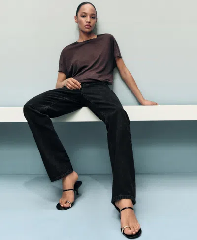 Mango Women's Matilda High-rise Straight Jeans In Black