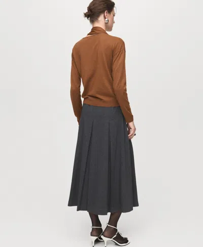 Mango Women's Scarf Fine-knit Sweater In Brown