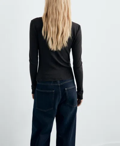 Mango Boat Neck Cardigan In Blue