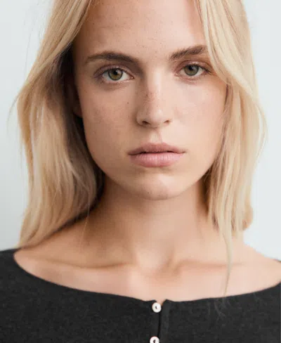 Mango Boat Neck Cardigan In Blue