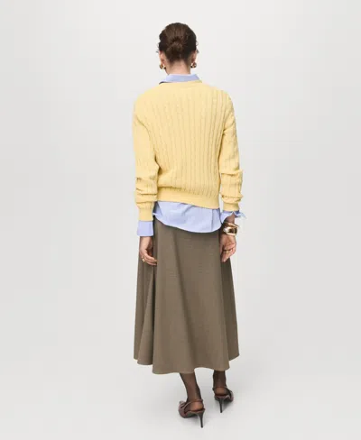 Mango Women's Braided Knitted Sweater In Yellow