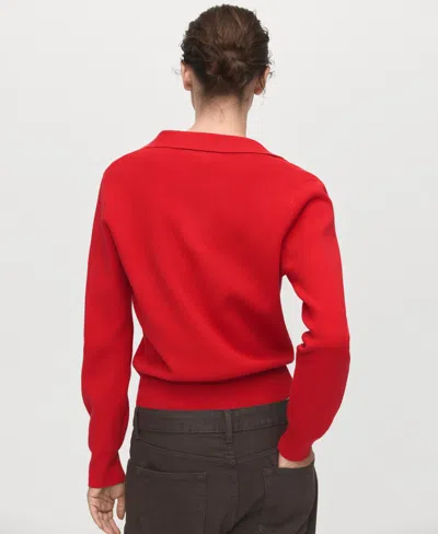 Mango Johnny Collar Sweater In Red