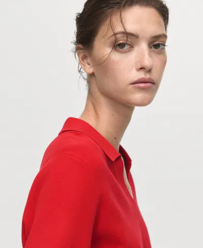 Mango Johnny Collar Sweater In Red