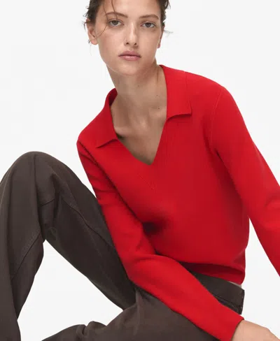 Mango Johnny Collar Sweater In Red