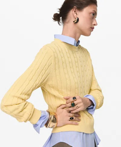 Mango Women's Braided Knitted Sweater In Yellow