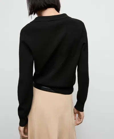 Mango Women's Fine-knit V-neck Sweater In Black