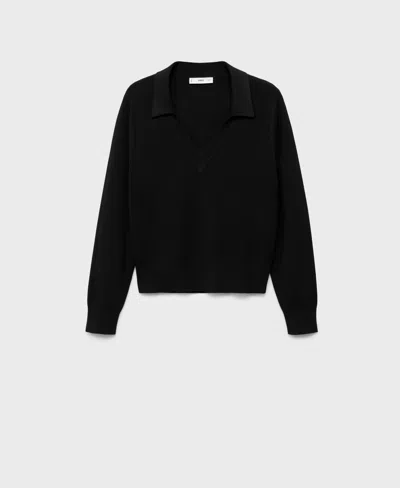 Mango Women's Fine-knit V-neck Sweater In Black