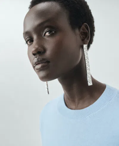 Mango 100% Wool Fine-knit Sweater Sky Blue In Blue