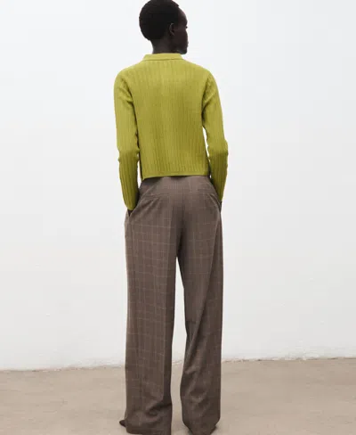 Mango Women's Polo-neck Ribbed Sweater In Green