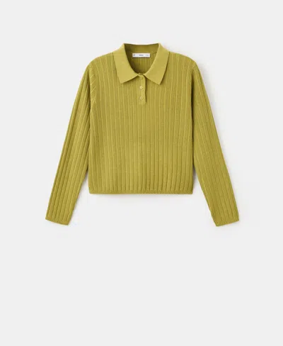 Mango Women's Polo-neck Ribbed Sweater In Green
