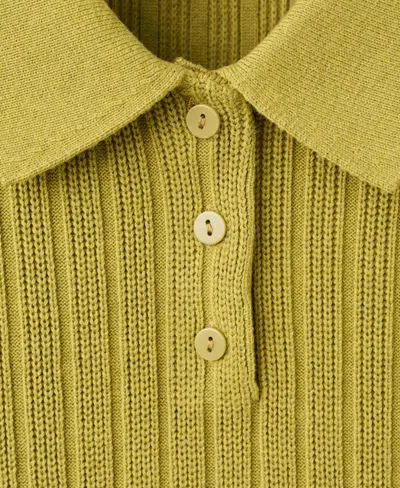 Mango Women's Polo-neck Ribbed Sweater In Green