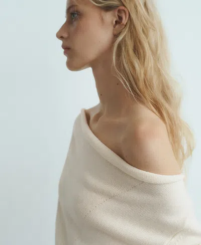 Mango Cowl Neck Sweater Ecru In Neutral