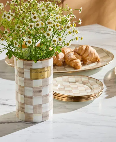 Mackenzie-childs Mackenzie Childs Large Mocha Check Oval Platter In Brown