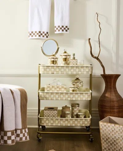 Mackenzie-childs Mocha Check 20 Oz. Tumbler In Gold