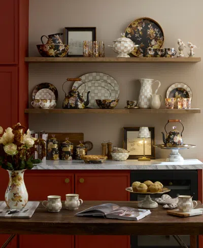 Mackenzie-childs Mackenzie Childs Large Mocha Check Oval Platter In Brown