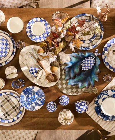 Mackenzie-childs Mocha Check Large Oval Platter In Neutral