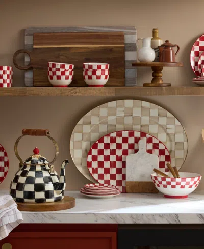 Mackenzie-childs Mocha Check Large Oval Platter In Neutral