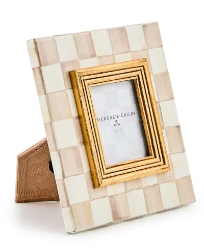 Mackenzie-childs Mocha Check Frame, 2.5" X 3" In Gold