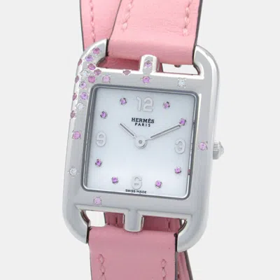 Pre-owned Hermes Cape Cod Cc1.233 Quartz White Stainless Steel Women's Wristwatch 23 Mm
